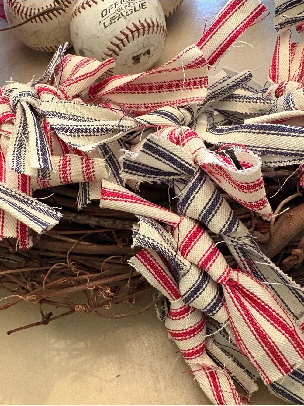 Handcrafted Red and Stripe Holiday Wreath - Home Holiday